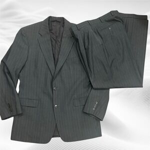 Brooks Brothers 346 Stretch  2 Piece Suit‎ 43L Gray PinStripe Wool 36X30(cuffed)